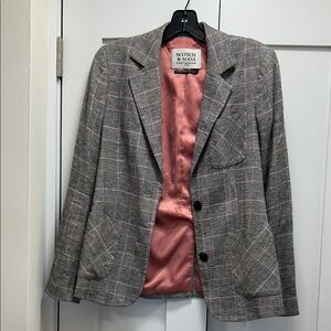 Scotch & Soda Checkered Blazer with Pink Lining